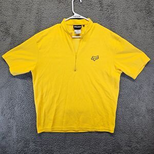 Fox Racing Cycling Jersey Shirt Mens XL Yellow Short‎ Sleeve Half Zip